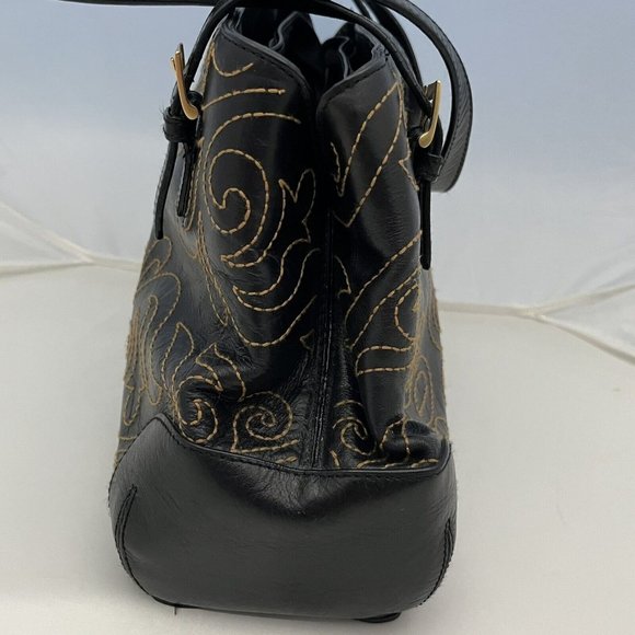 Naturalizer Leather Stitched Smaller Tote Purse Gold Accents - Picture 5 of 16